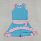 Baby Girls Kids Sleeveless Tops Scallop Skirt Shorts Yoga Active Set Summer Clothes RTS