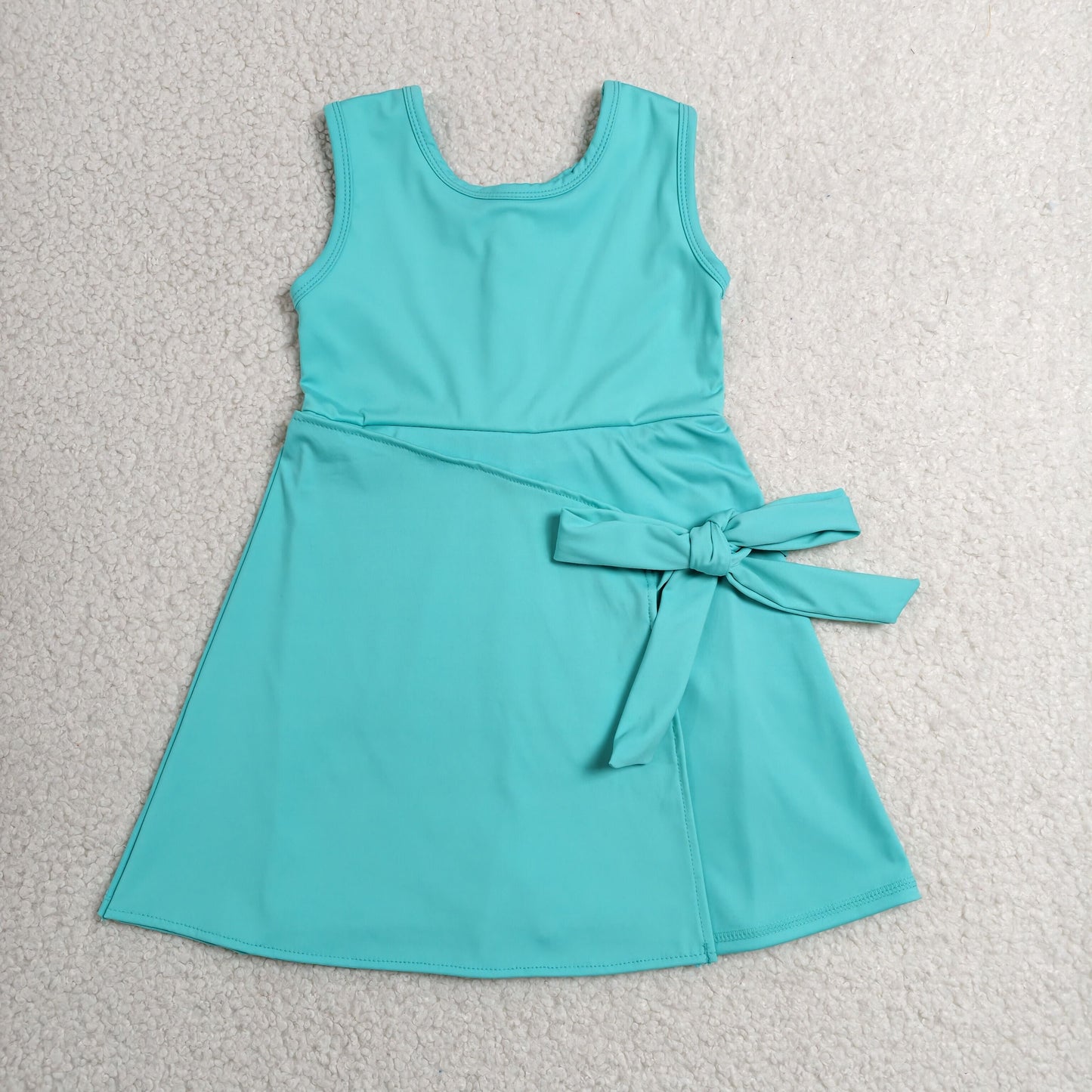 Baby Girls Kids Sleeveless Green Bow Shorts Knee Length Yoga Active Dress RTS