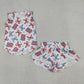 Baby Girls Kids Sleeveless Tops Bows Stars Flags Shorts Set 4th of July Clothes RTS