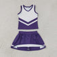 Baby Girls Kids Sleeveless Tops Purple Skirt Shorts Set Yoga Team Clothes RTS