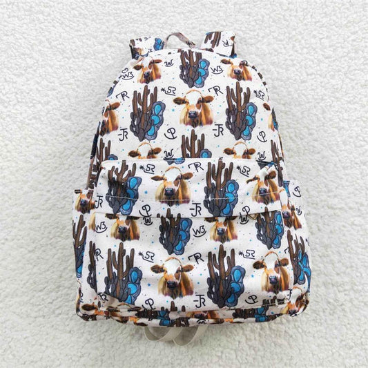 BA0067 Baby Kids Western Cactus Cow Bag Backpack