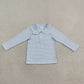 Sibling Baby Boys Girls Kids Long Sleeves Blue Stripes Zipper Pullovers Shirts Tops RTS