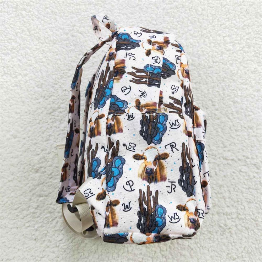 BA0067 Baby Kids Western Cactus Cow Bag Backpack