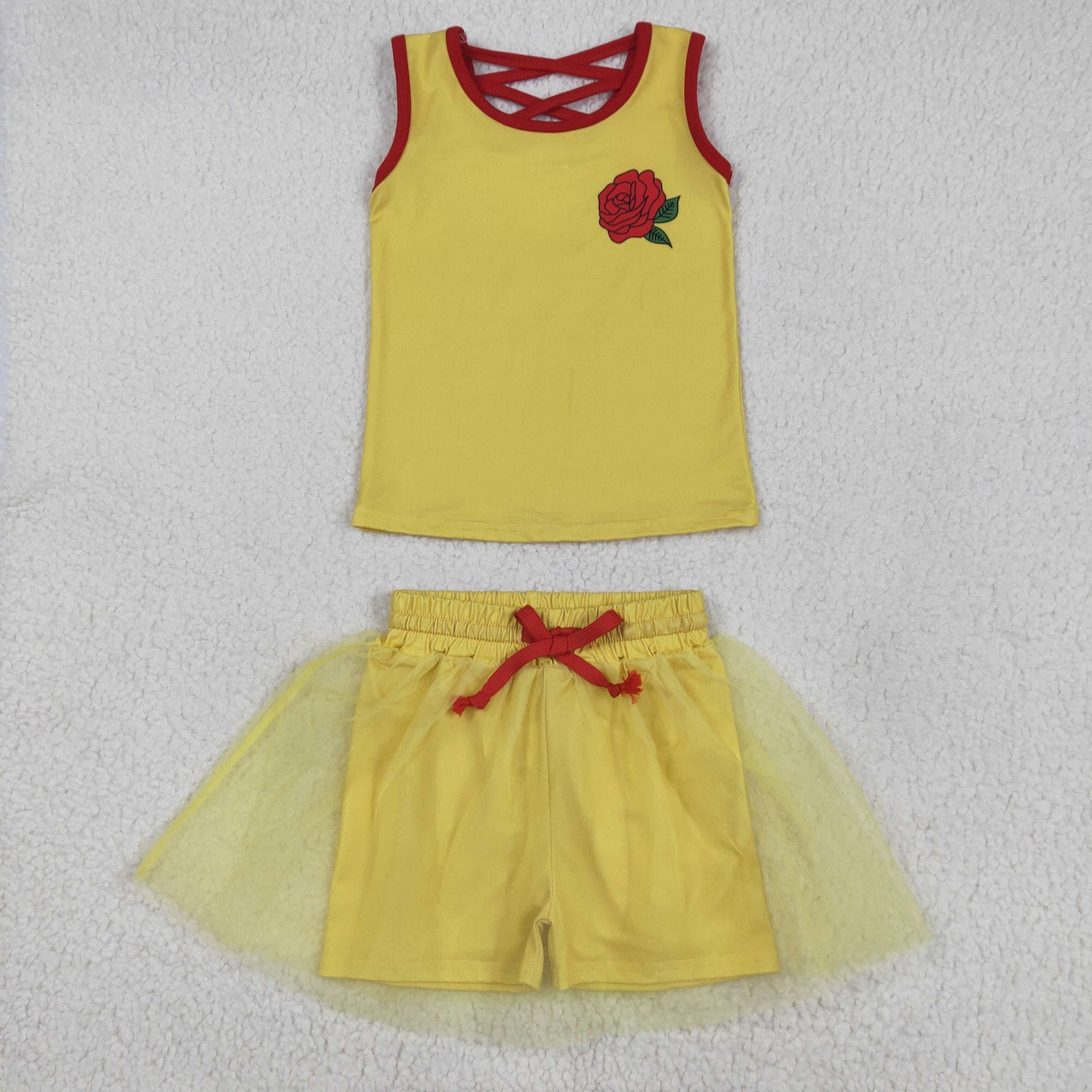 Baby Girl Flower Yellow Shirt Princess Skirt Clothes Set RTS