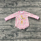 Baby Girls Long Sleeves Cross Flower Easter Bubble Pink Romper RTS