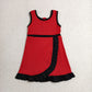 Baby Girls Kids Sleeveless Shorts Black Scallop Red Dress Yoga Active Clothes RTS