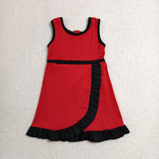 ( No.1-8 ) Sibling Baby Girl Kids Sleeveless Ruffle Knee Length Yoga Active Dresses RTS