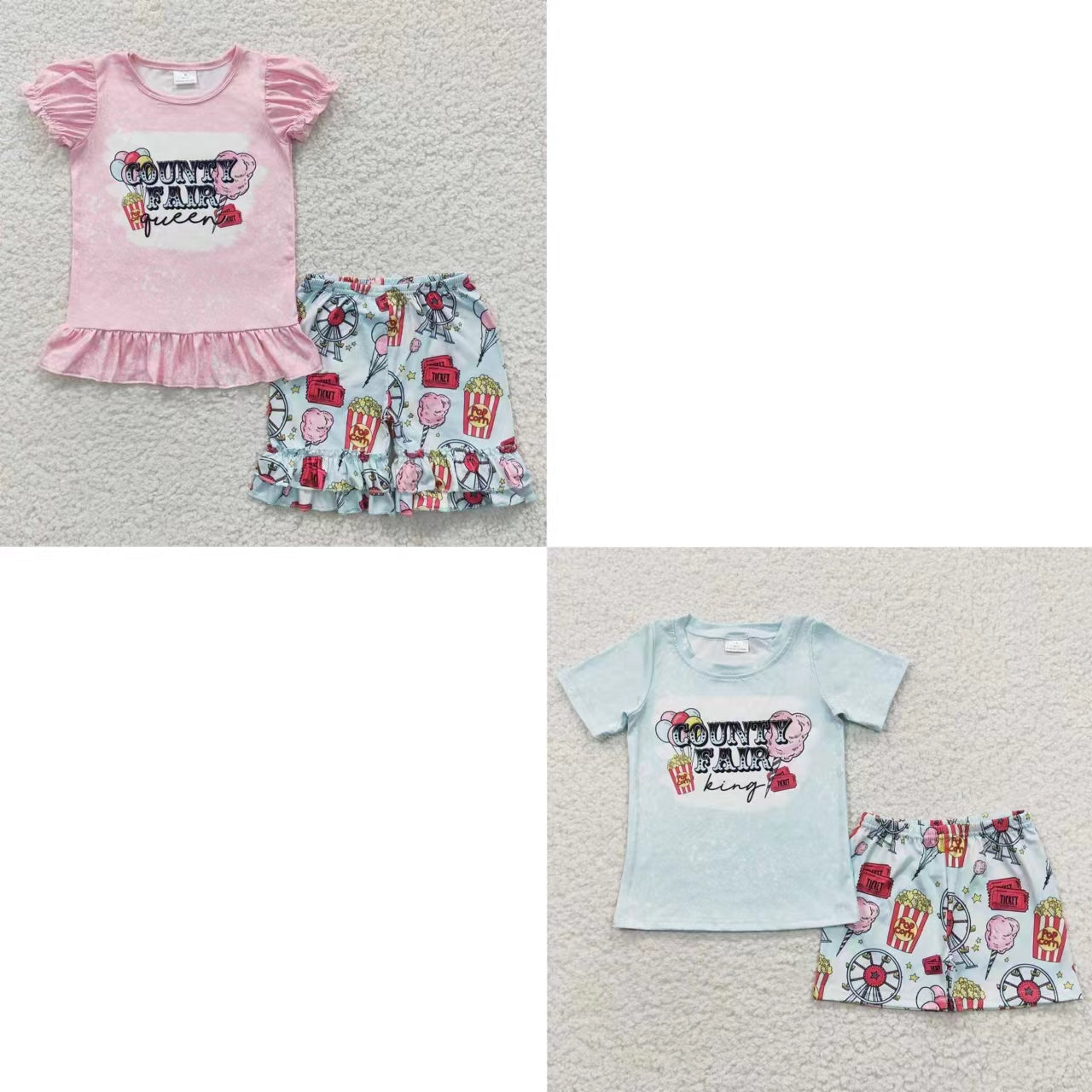 BSSO0245 Short Sleeves Founty Fair Shorts Summer Matching Baby Boy Girl Outfit