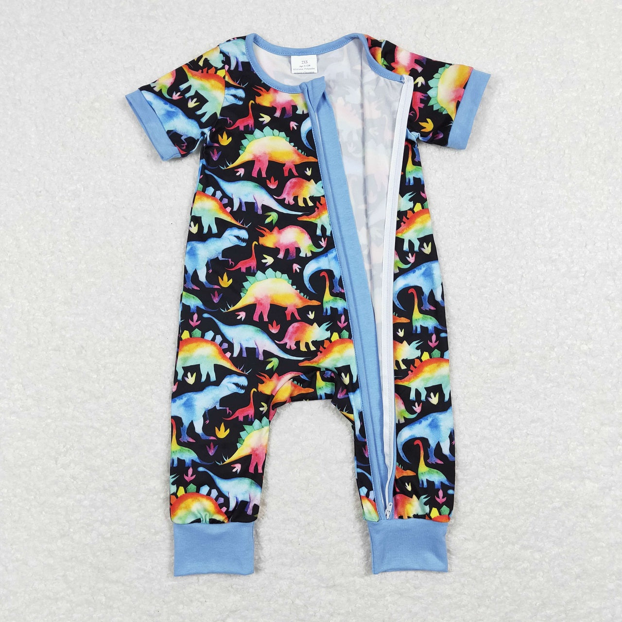 SR0506 Baby Boy Short Sleeves Dinosaurs Zipper Romper