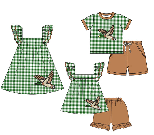 Baby Boy Ducks Green Checked Sibling Dress Set ( Moq 5 Each Style ) 1.24