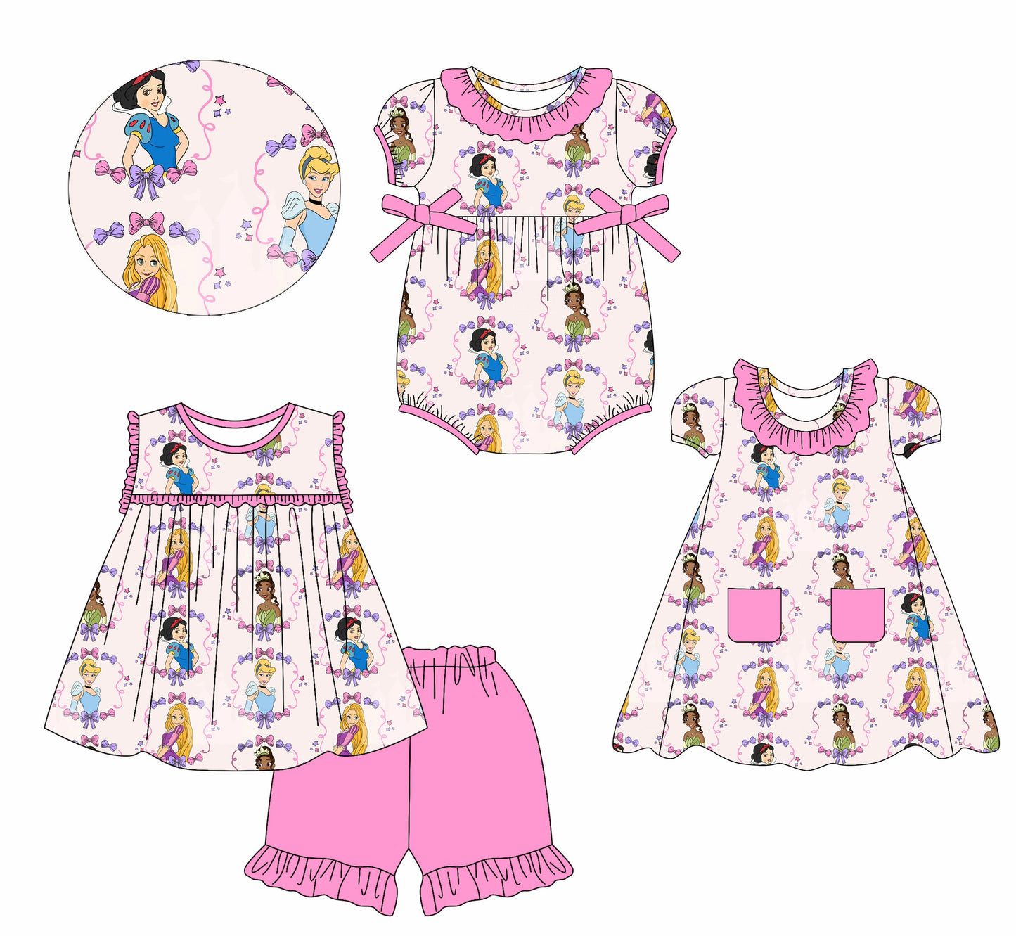 Baby Girl Princess Bows Sibling Romper Dress Set ( Moq 5 Each Style ) 2.21