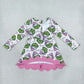 Baby Girls Kids Long Sleeves Christmas Green Face Bows Scallop Dress Yoga Active Clothes RTS