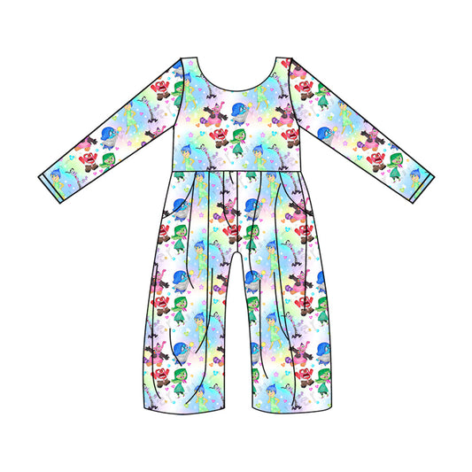 Baby Girl Long Sleeves Tie-dye Cartoon Movie Jumpsuit