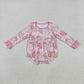 Baby Girl Long Sleeves Cakes Bows Christmas Bubble Pink Romper RTS