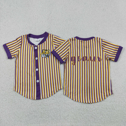 Sibling Baby Boy Kids Short Sleeves Stripes Buttons Shirts Team Tops Clothes RTS