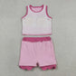 Baby Girls Kids Shirt Scallop Skirt Shorts Yoga Active Pink Set Clothes RTS