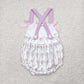 Baby Girl Infant Purple Bows Straps Flower Bubble Romper RTS
