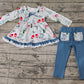 Baby Girl Long Sleeves Christmas Snowman Tunic Pants Set