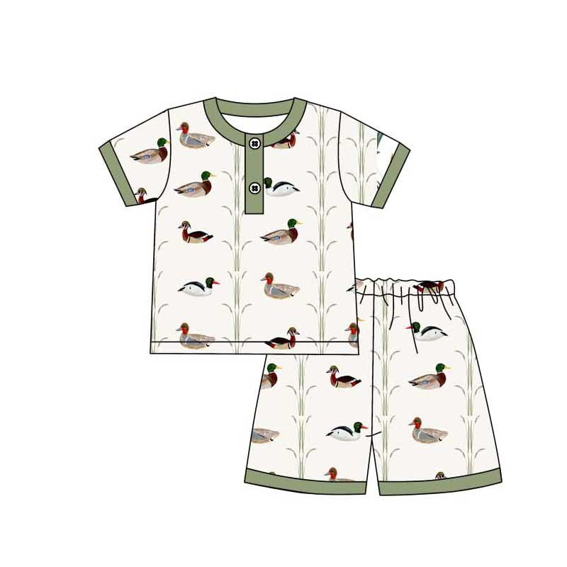 Baby Boy Short Sleeves Ducks Shirt Tops Shorts Pajamas Set Moq 5