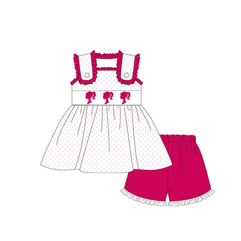 Moq 3 Pre-order GSSO0750 Baby Girl Sleeveless Doll Tops Ruffle Shorts Summer Set