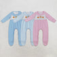 Sibling Boys Girls Infant Fall Embroidery turkey Pumpkins Thanksgiving Footies Romper RTS