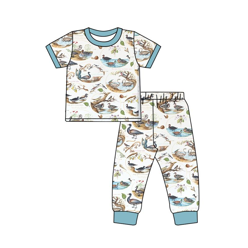 Moq 3 Pre-order BSPO0345 Baby Boy Short Sleeves Ducks Shirt Pants Pajamas Set