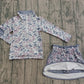 Baby Girls Long Sleeves Grey Camo Zipper Pullover Skirt Shorts Set RTS