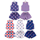 ( Moq 30 Each Style ) Sibling Baby Girls Kids Flags Bows Plaid Shirts Shorts 4th of July Sets