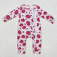 Baby Girl Pink Checkered Pumpkins Fall Zipper Bamboo Romper