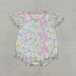 Baby Girls Infant Short Sleeves Colorful Bows Bubble Romper RTS