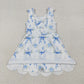 Baby Girl Sleeveless Blue Bows Flower Yoga Active Knee Length Skort Dress RTS