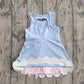 ( No moq ) Preorder Baby Girls Sleeveless Plaid Bows with Shorts Yoga Scallop Dress