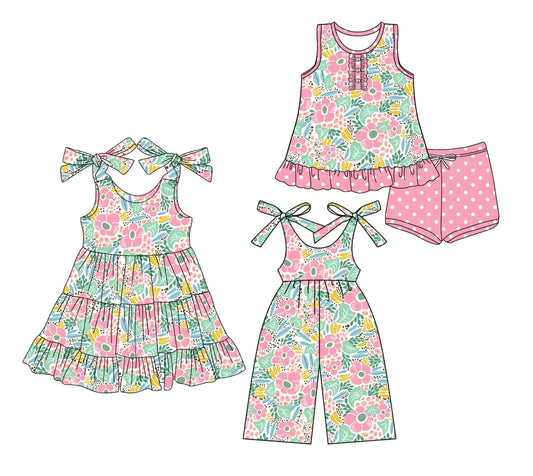 Baby Girl Straps Flower Sibling Jumpsuit Dress Set ( Moq 5 Each Style ) 3.15