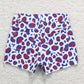 SS0167 July 4th Baby Girl Blue Red Leopard Denim Shorts