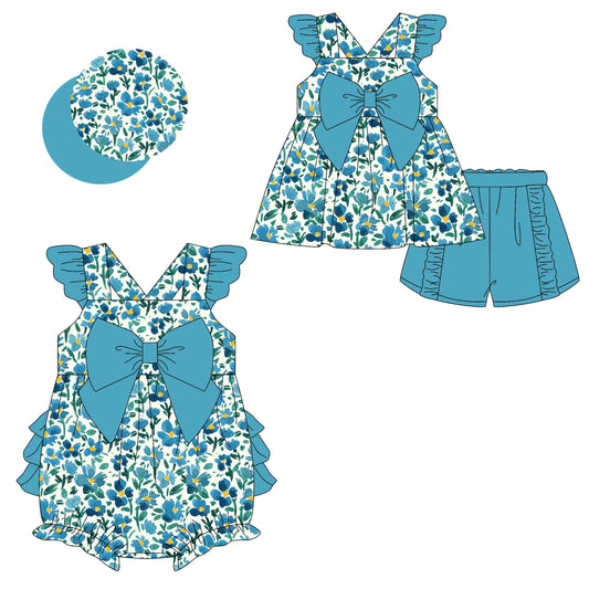 Baby Girl Bows Flower Ruffle Sibling Romper Set ( Moq 5 Each Style ) 2.8