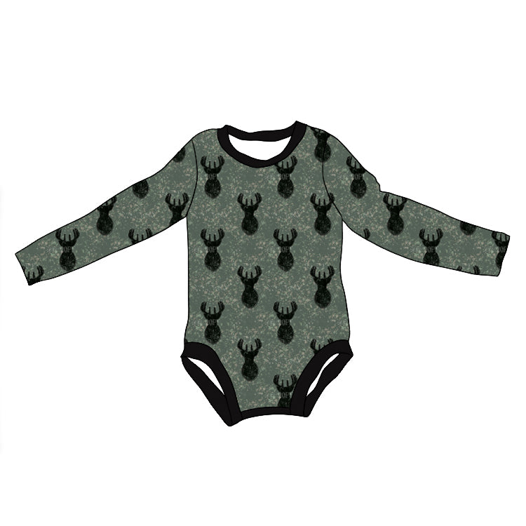 Baby Boy Infant Deer Long Sleeves Bubble Hunting Romper