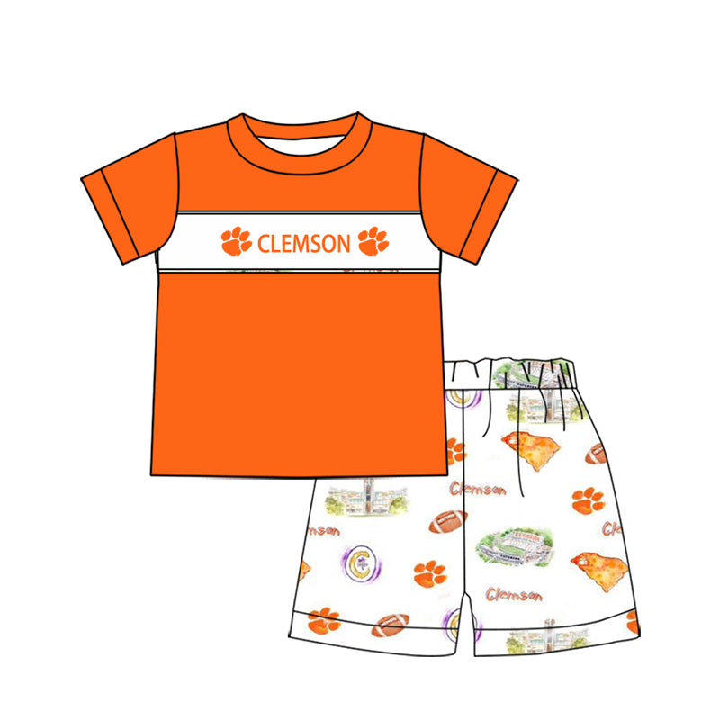 Baby Boy Yellow Short Sleeves Team Shirt Shorts Clothes Set (Moq 5 )