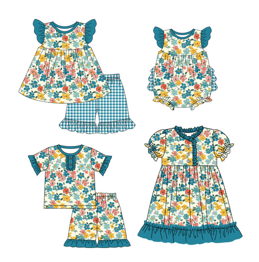 Baby Girl Short Sleeves Flower Sibling Romper Dress Set ( Moq 5 Each Design ) 12.10