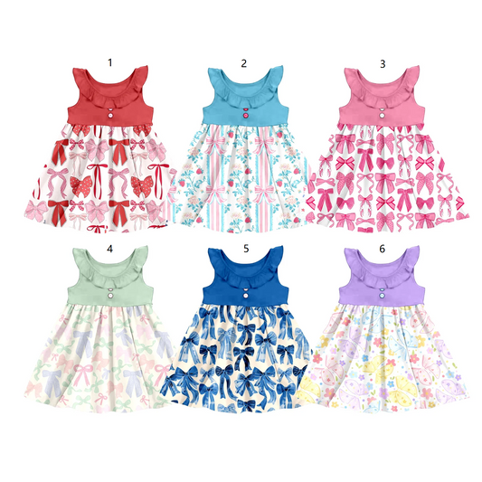 ( Moq 5 Each Style ) Baby Girl Short Sleeves Bows Sibling Dress 3.24