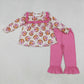 Baby Girl Long Sleeves  Bows Pumpkins Tunic Ruffle Pants Set RTS