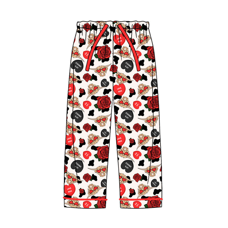 Adult Women Cow Hearts Valentine's Day Pajamas Pants Moq 5