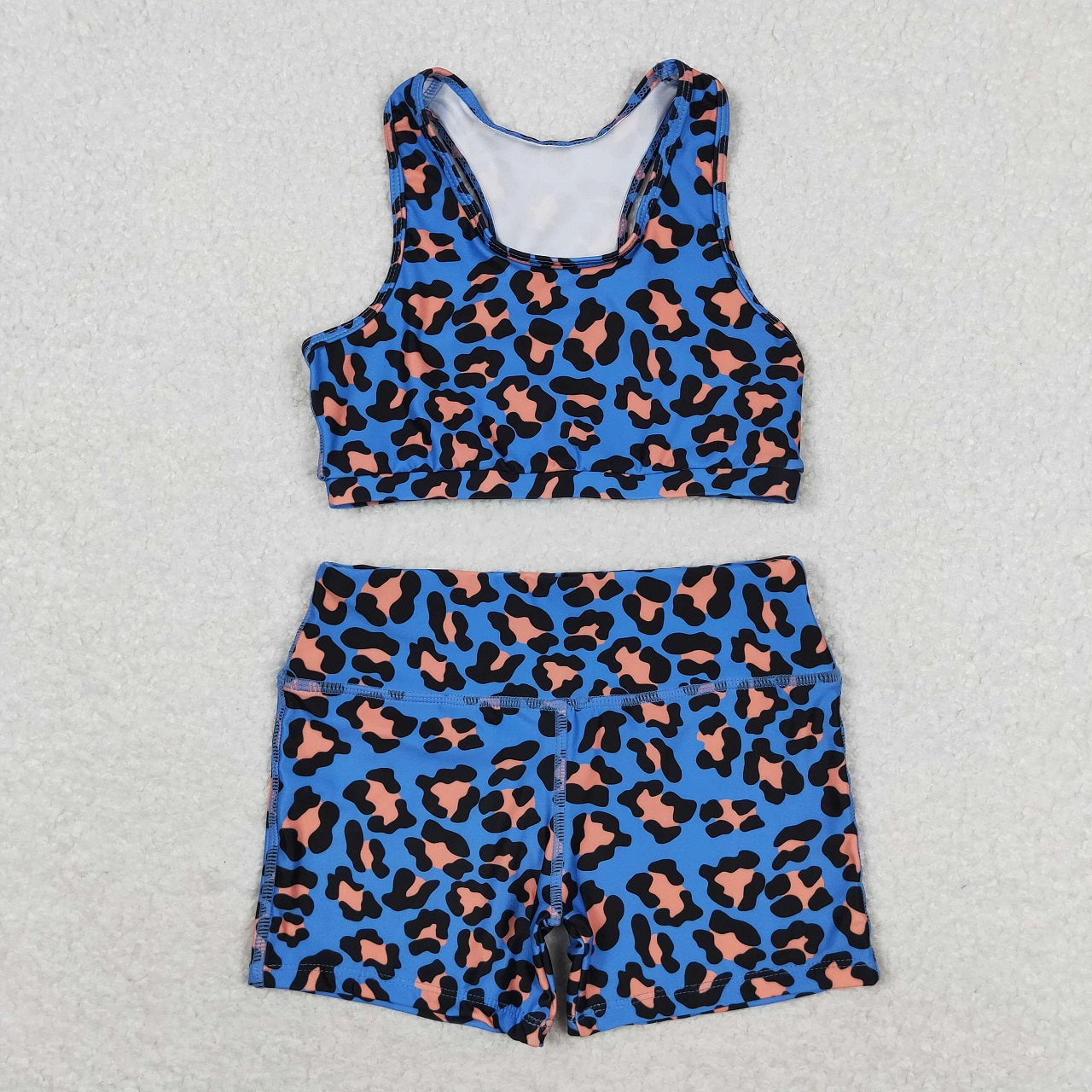 Baby Girl Racer Crop Tops Shorts Leopard Set