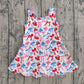 Baby Girls Kids Sleeveless Bows 4th of July Shorts Scallop Knee Length Dress RTS