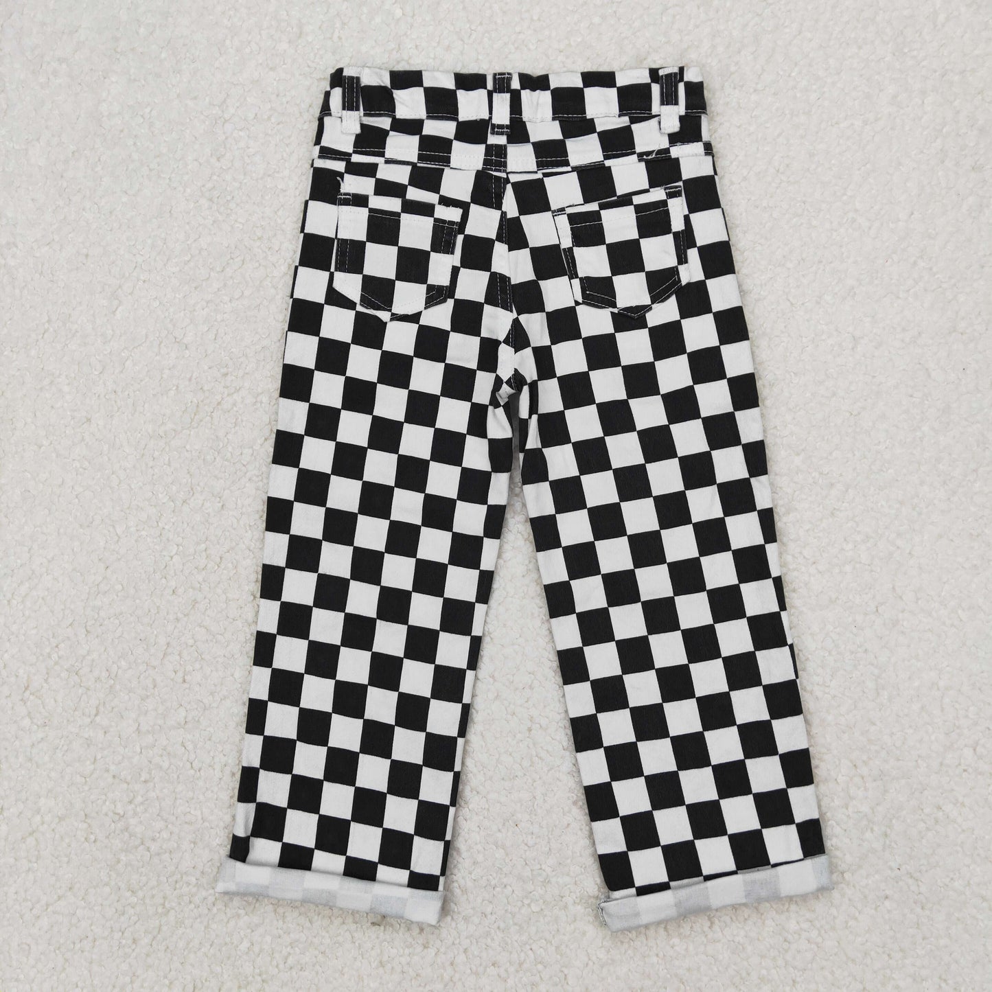 Baby Kids Black Checkered Denim Jeans