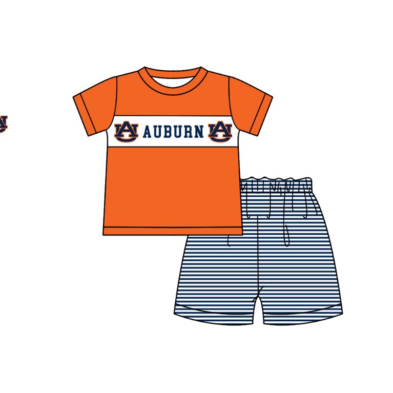 ( Moq 5 ) Baby Boys Toddler Short Sleeves AU Shirt Stripes Shorts Team Summer Set