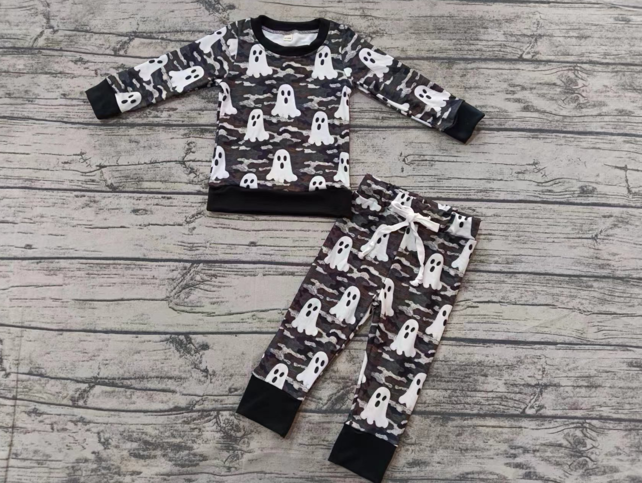 Baby Boy Long Sleeves Ghost Camo Shirt Pants Pajamas Halloween Set