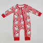 Baby Kids Infant Long Sleeves Christmas Red Stripes Santa Zipper Bamboo Romper