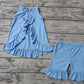 Baby Girl Blue Cotton Summer Set