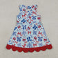 Baby Girls Bows 4th of July Yoga Active Shorts Knee Length Scallop Dress RTS