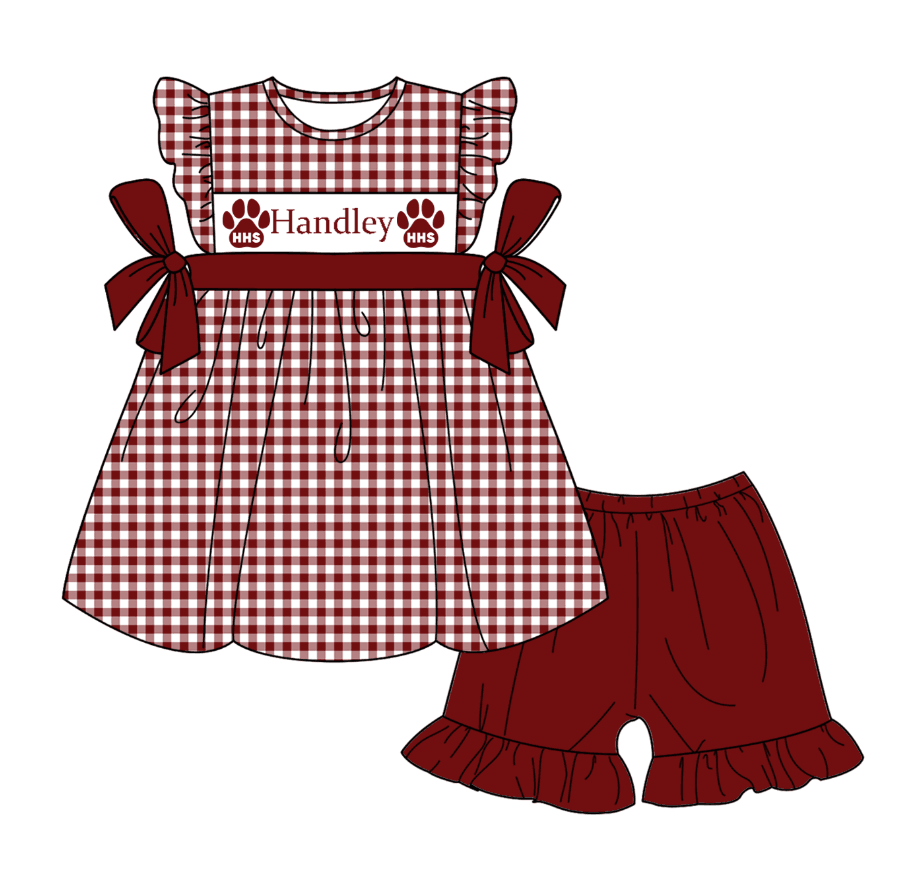 ( Moq 5 ) Customized Baby Kids Toddler Short Sleeves Shorts Shirt Set Romper Red Clothes